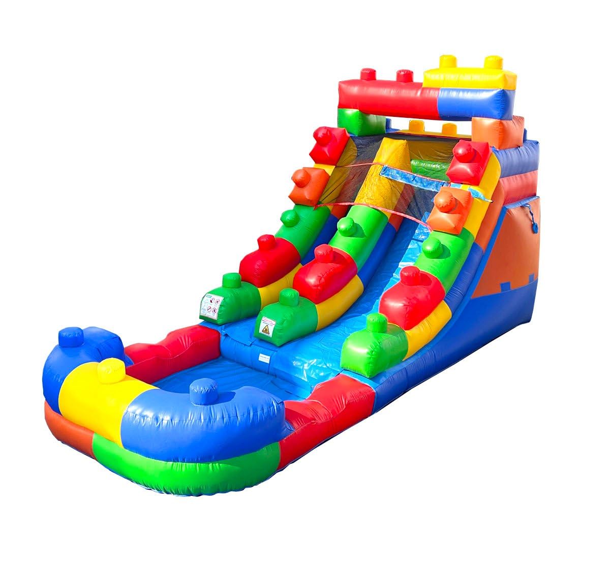 Inflatable Water Slide for Kids(Without Blower) - 21' x 9' x 12' Foot Backyard Inflatable Slide for Summer Fun - Building Block Pogo Bounce House