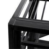 JINS&VICO Twin Size Loft Bed with Desk and Shelves, Metal Loft Bed Frame with 2 Built-in Ladders, Guardrail, Loft Bed for Juniors, Adults, Noise-Free & No Box Spring Needed, Black JINS&VICO