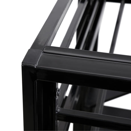 JINS&VICO Twin Size Loft Bed with Desk and Shelves, Metal Loft Bed Frame with 2 Built-in Ladders, Guardrail, Loft Bed for Juniors, Adults, Noise-Free & No Box Spring Needed, Black JINS&VICO