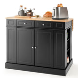 LOKO Black Kitchen Island with Drop Leaf, Storage Cabinet, Adjustable Shelves & Drawers LOKO