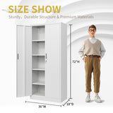 YEEZER Metal Garage Storage Cabinets with Lock 72”Steel Tall Organizer Lockers, Storage Cabinet with 4 Adjustable Shelves for Home,Office,Warehouse,Garage (White) YEEZER