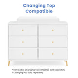 Delta Children Essex 6 Drawer Dresser, Bianca White/Natural Delta Children