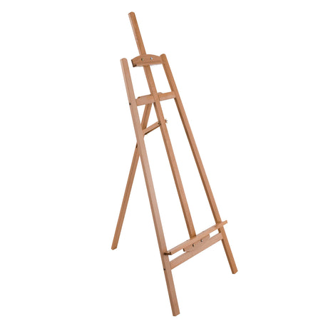 U.S. Art Supply 56" High Medium A-Frame Wood Easel, Lyre Style Studio - Artists Floor Stand, Sturdy Beechwood, Adjustable Height To 43" Canvas - Artwork Painting, Drawing, Sign Display Holder, Student U.S. Art Supply