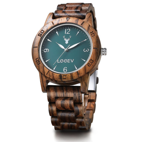 LeeEv Men's Wooden Watch, Unique Natural Bamboo Wood Watch Analog Quartz Light Weight Vintage Dress Wooden Wrist Watches LeeEv