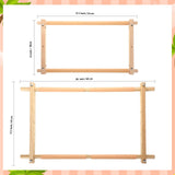 2 Pcs Adjustable Cross Stitch Scroll Frame Bamboo Beech Wood Tapestry Scroll Embroidery Frames for Stitching Quilt Frame Needlepoint Holder for Sewing Projects Craft, 21.5" x 12", 26" x 17.7" Queekay