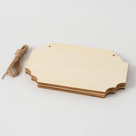 6pcs 8.8X5.9in Unfinished Wood Sign Blank Hanging Wooden Plaque DIY Craft Project Wood Sign with Rope Door Wall Art Decorative (Rectangle) Xhqsulsclac