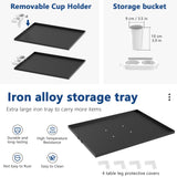 Salon Tray Cart on Wheels with Stand Rack Tray, Premium Iron Alloy Tattoo Tray Height Adjustable Salon Service Tray with 360 Degree Mute Universal Tricycle for Tattoo Work, SPA and Dental Tray ZHOOGE