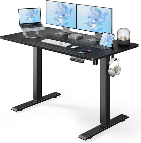 Marsail Electric Standing Desk, Adjustable Height Stand up Desk, 48 x 24 Inches Sit Stand Home Office Desk, Computer Desk, Black Marsail