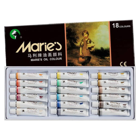 Marie's Extra-Fine Artists' Oil Paint Set, Highly Concentrated Colors - Oil Based Paint Set of 18, 12ml Tubes Vibrant Colors Paint Assortment Marie's