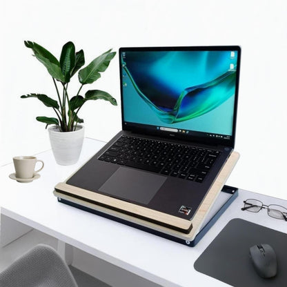 SREGGSIY Foldable Wooden Laptop Stand for Desk,Compatible with 10 to14 Inches Notebook Computer,Also Be Used to Computer Monitor Riser Stand. - WoodArtSupply