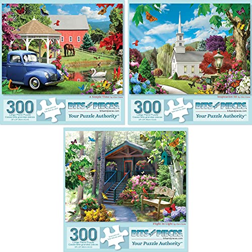 Bits and Pieces Set of 3 Jigsaw Puzzles 300 Pieces - Rustic America Bits and Pieces