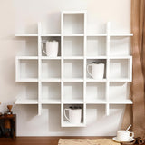 Suzile Oversize Coffee Mug Display Rack Wooden Display Shelves Rustic Wooden Floating Curio Shelf Travel Wall Mounted Coffee Mug Rack Holder Shadow Box Shelf(5.1x5.1x3in,White) Suzile