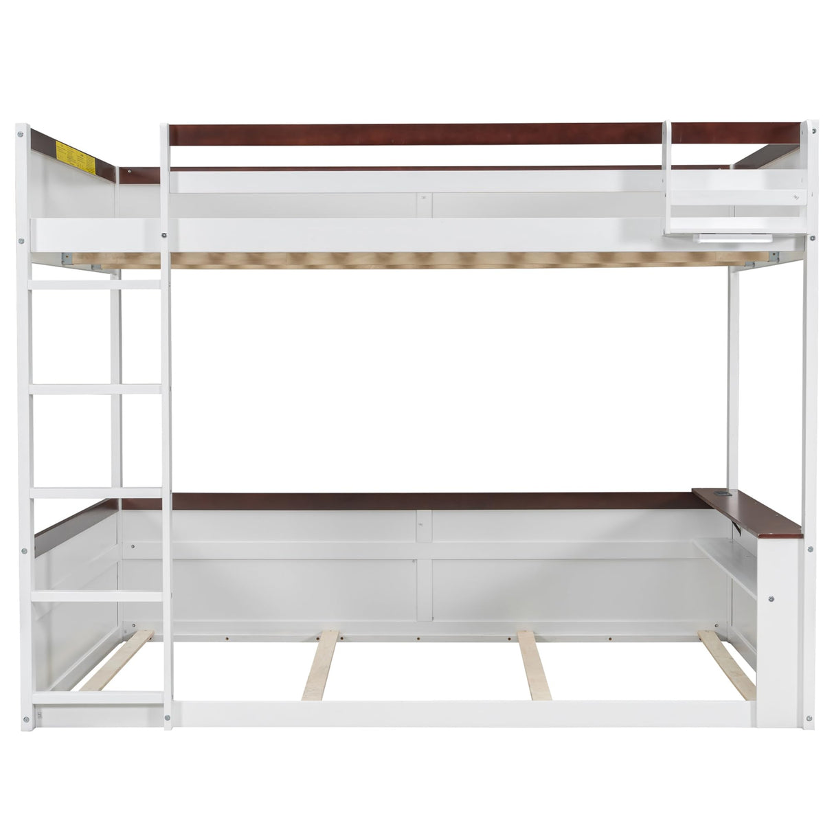 Harper & Bright Designs Low Bunk Bed with Storage Shelves, Wood Bunk Bed with USB Charging Station and LED Light, Queen Over Queen Bunk Beds for Adults, Kids, Teens, White Harper & Bright Designs
