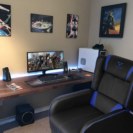 VITESSE VIT Gaming Recliner Chair Racing Style Single PU Leather Sofa Modern Living Room Recliners Ergonomic Comfortable Home Theater Seating, Blue. VITESSE
