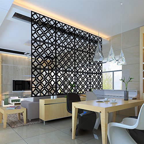 KERNORV Hanging Room Divider Decorative Screen Panels Made of PVC Room Divider Panels Screen for Dining Room Bed Room Office Restaurant(Black, 12 PCS) KERNORV
