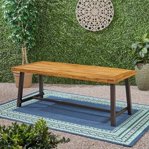 Merax Outdoor Dining Table for 8 Person, Rectangle Weather Resistant Patio Furniture for Yard, Garden, and Lounge, Teak Merax
