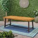 Merax Outdoor Dining Table for 8 Person, Rectangle Weather Resistant Patio Furniture for Yard, Garden, and Lounge, Teak Merax