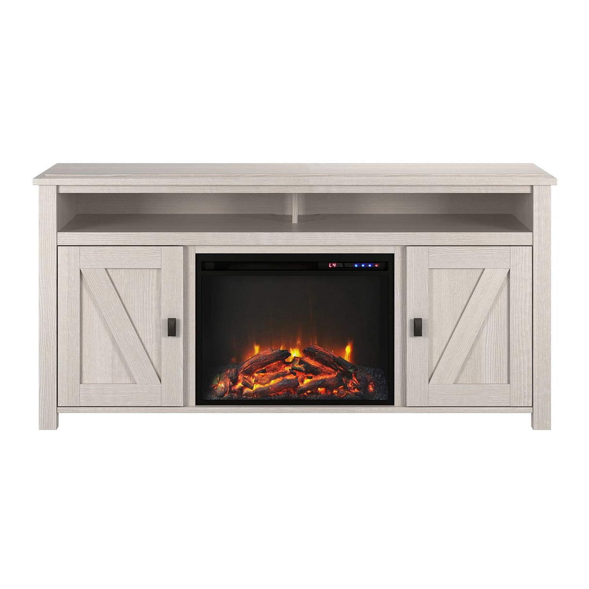 Ameriwood Home Farmington Electric Fireplace Console 60", Pine TV Stand, Ivory Oak Ameriwood Home