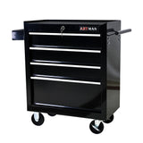 SumKea 4 Drawers Cart 24.25" Rolling Toolbox, with Key Locking and 4 Wheels Tool Boxes, Suitable for Garages, Warehouses, Workshops, Repair Shops, Black SumKea