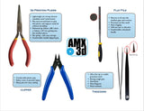 AMX3d Economy 3D Printer Tool Kit - All The 3D Printing Tools & Accessories Needed to Remove, Clean & Finish 3D Prints for Adhesion Print Removal Print Clean-Up and 3D Printer Maintenance AMX3d