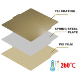 RETUXEP 257x257mm Double Sided Flexible PEI Sheet, Smooth PEI Surface+Textured PEI Surface for Bambu Lab X1C/X1/X1E/P1P/P1S/A1 3D Printer, 3D Printer PEI Spring Steel Build Plate Removable Platform RETUXEP