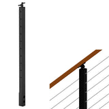 Senmit Cable Railing Post Fascia Mount-Stainless Steel Square Weldless 36"x2"x2" 30°Angle Pre-drilled Side Mount Metal Stair Post for Wood Deck, Black Senmit