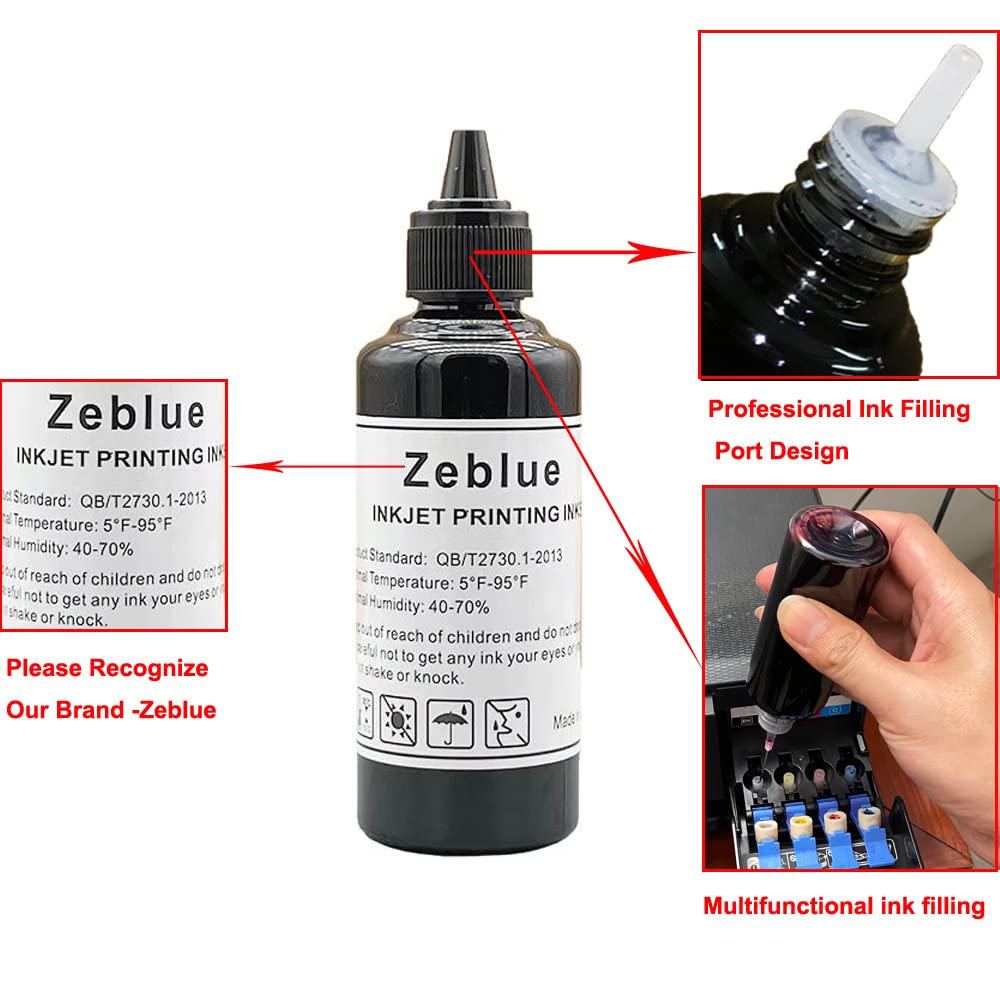 Zeblue 4 Colors Inkjet Printer Ink Refill Kit for Canon All Printers MG PG 240 243 245 CL 241 244 246 XL Inkjet Cartridges CISS System 4 Color Set with 4 Free Syringes Printing Ink (30ML 2BK/C/M/Y)