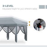 Outsunny 10' x 20' Pop Up Canopy Tent with Netting, Heavy Duty Instant Sun Shelter, Large Tents for Parties with Carry Bag for Outdoor, Garden, Patio, Gray Outsunny