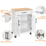 Yaheetech Kitchen Cart with Drawer, Kitchen Island on Wheels with Storage Rack & Cabinets, Microwave Cart for Kitchen with Storage, Rolling Coffee Cart Station, White Yaheetech
