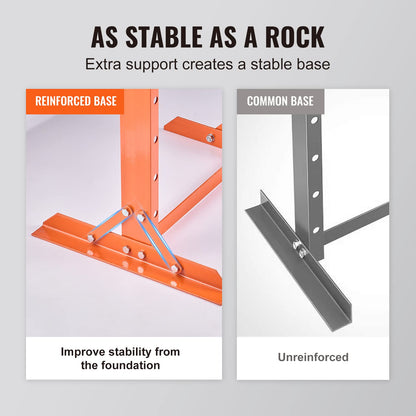 VEVOR Hydraulic 12 Ton H-Frame Garage Floor Adjustable Shop Press with Plates, 12T, Orange - WoodArtSupply