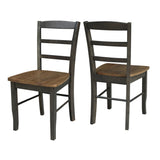 IC International Concepts International Concepts Set of 2 Madrid Ladderback Chairs, Hickory/Washed Coal IC International Concepts