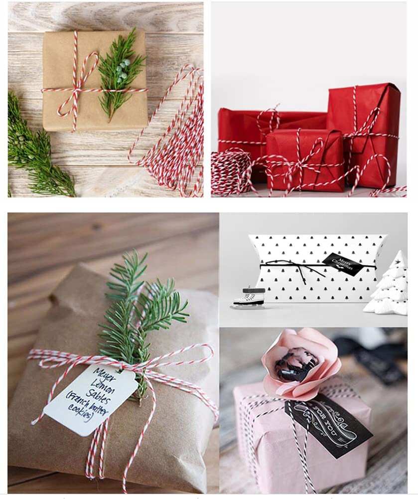 Cotton Twine, 328 Feet Red & White - Craft & Wedding Decor, Butchers & Christmas Wrapping String FLIPPED