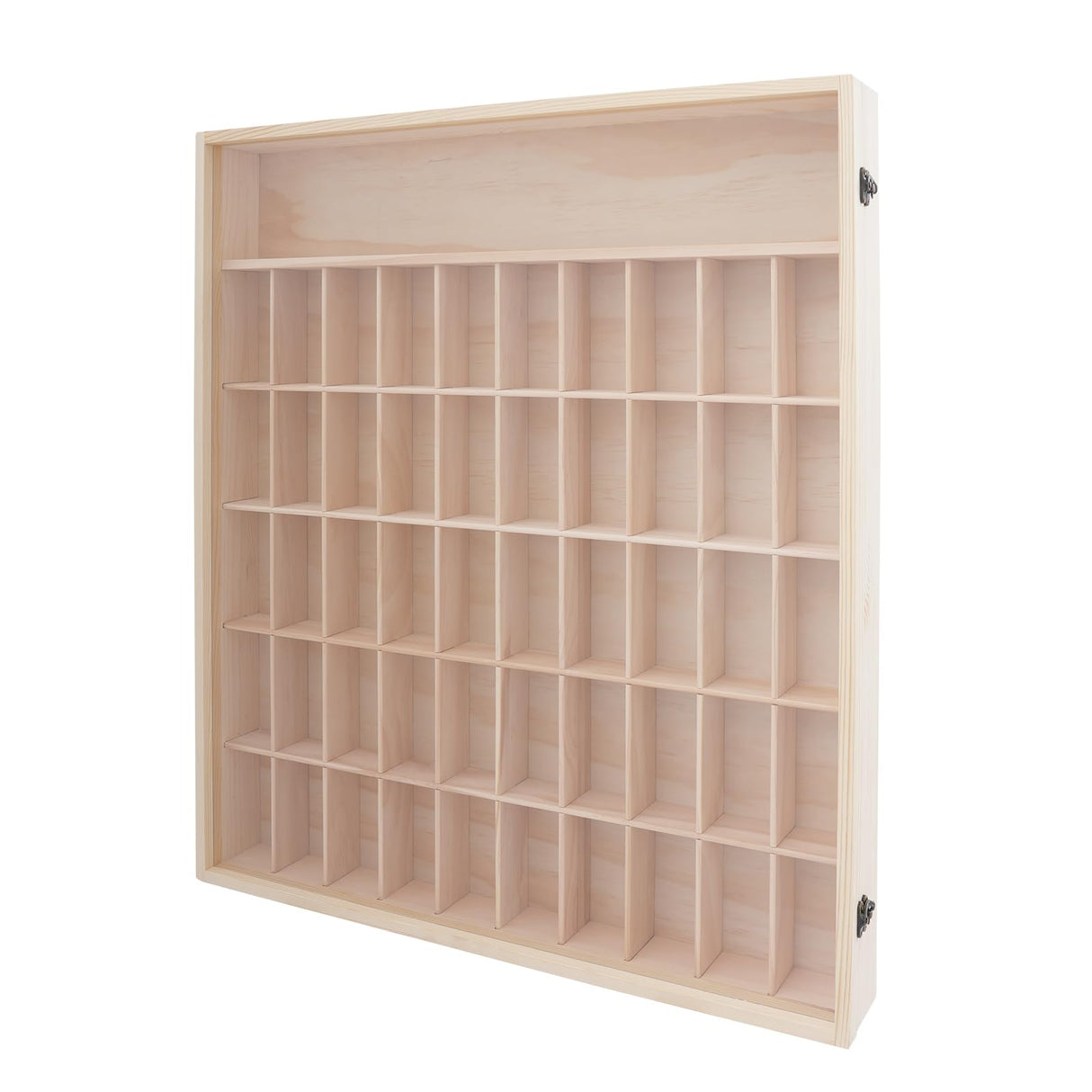 LOONGWEIA Wall Mount Wooden Display Case, 6 Tier Minifigure Display Cabinet with Acrylic Door Miniature Curio Cabinet with 50 Small Compartments for Mini Figures Collectibles Action Figures LOONGWEIA