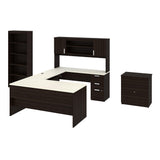 Bestar, Ridgeley Collection, 3-Piece Set Including a U-Shaped Desk with Hutch, a Lateral File Cabinet, and a Bookcase Bestar