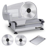 Meat Slicer, 200W Electric Food Slicer with 2 Removable 7.5" Stainless Steel Blades and Stainless Steel Tray, Child Lock Protection, Adjustable Thickness, Food Slicer Machine for Meat Cheese Bread Borlebbi