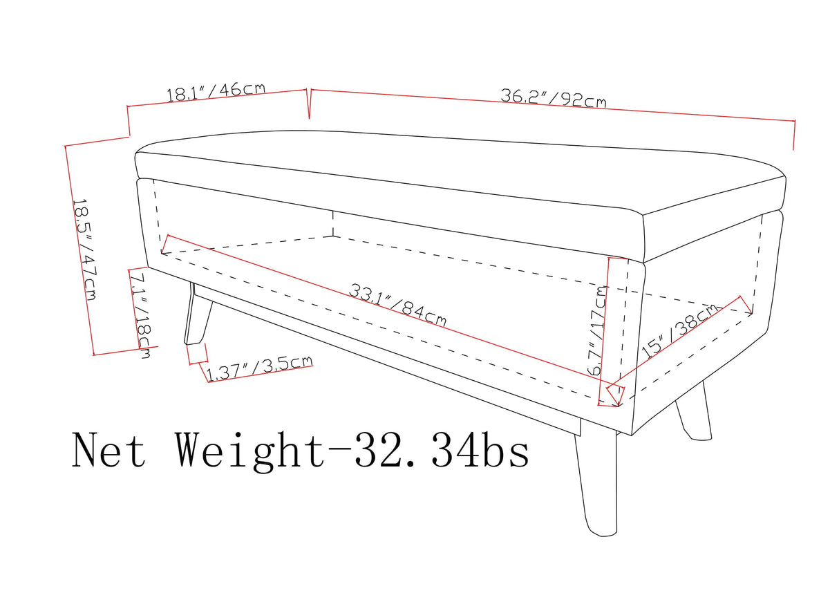 SIMPLIHOME Owen 36 inch Wide Mid Century Modern Rectangle Small Rectangular Storage Ottoman in Distressed Saddle Brown Vegan Faux Leather, Assembled, for the Living Room, Entryway and Family Room SIMPLIHOME