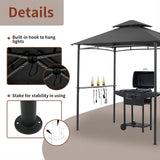 Outdoor Grill Gazebo Tent BBQ Canopy for Outdoor Barbeque Shelter Girll Canopy Grill Gazebo Hardtop with Stable Steel Frame / L96 x W60 x H101 Inch Deep Grey Grezone
