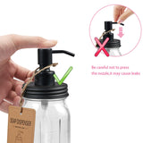 SheeChung Mason Jar Bathroom Accessories Set, 2Pcs Glass Bathroom Accessory Set, Soap Dispenser, Toothbrush Holder, Bathroom Decor, Rustic Farmhouse Decor - Black SheeChung