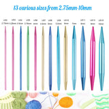 Weabetfu 60pcs Interchangeable Circular Knitting Needles Set with Case 13 Pairs of Aluminum Circular Knitting Needle for Handmade DIY Knitting with Knitting Accessories,(2.75mm-10mm) Weabetfu