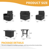 LayinSun 13 Pieces Patio Furniture Set with Fire Pit Table, Black Rattan Modular Sectional Outdoor Conversation Sofa Set, Swivel Rocking Chairs Set LayinSun