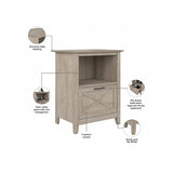 Bush Furniture Key West Washed Gray 1-Drawer Lateral File Cabinet with Shelf Bush Business Furniture