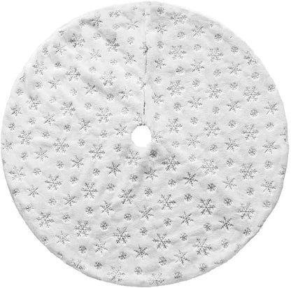 NUOGIC 36inch White Christmas Tree Skirt - for 5FT 6FT 7FT Xmas Tree Snowflake Christmas Tree Skirt