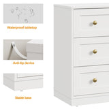 RoyalCraft Modern 3 Drawer Dresser, White and Gold Nightstand for Bedroom, Small Chest of Drawers, End Table with Storage, Wood Beside Table for Living Room, Home Office, Entryway RoyalCraft