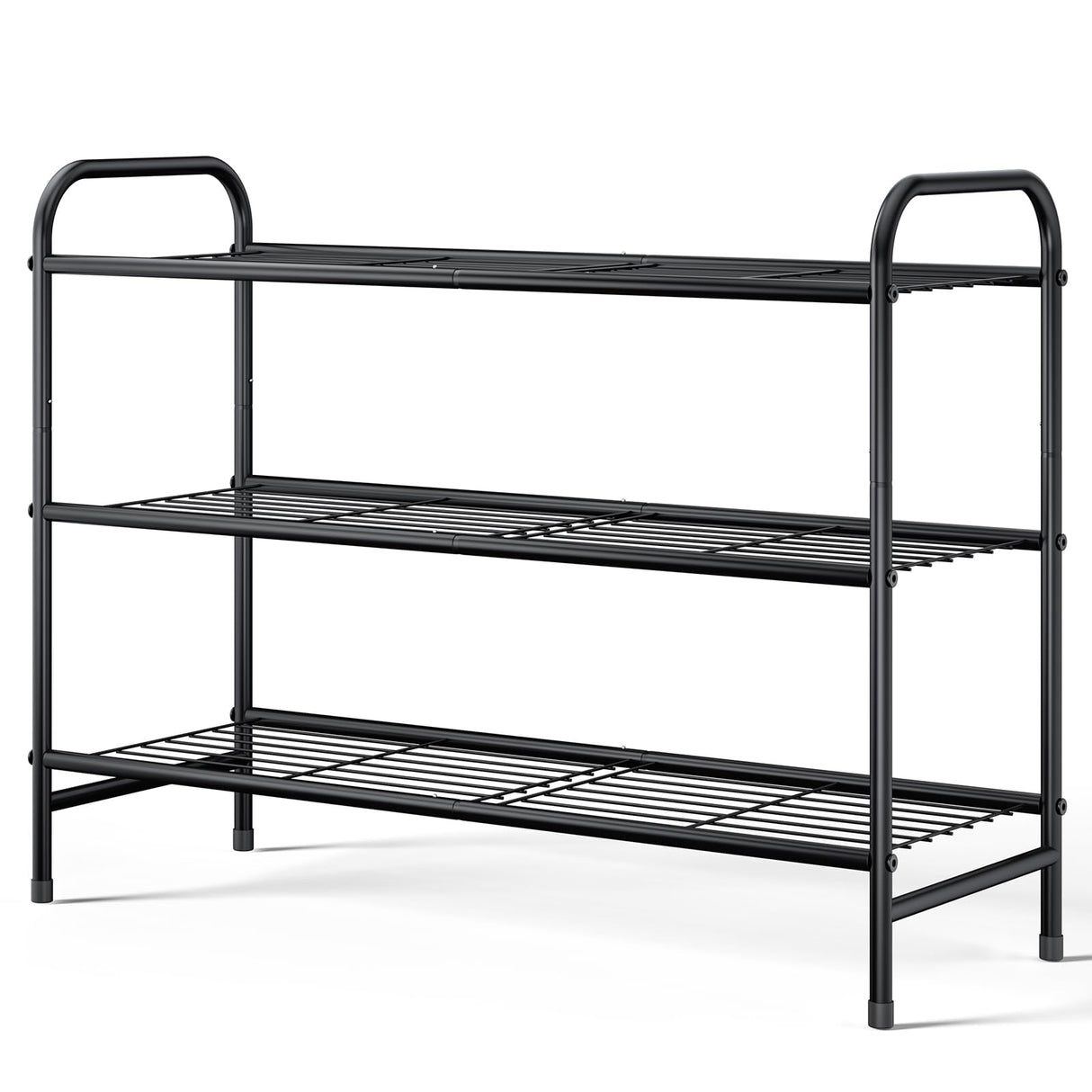 Kitsure Shoe Rack - Stainless Steel Shoe Organizer, Sturdy Shoe Rack for Closet and Front Door Entrance, Free Standing Shoe Shelf, Closet Organizers and Storage, Black Kitsure