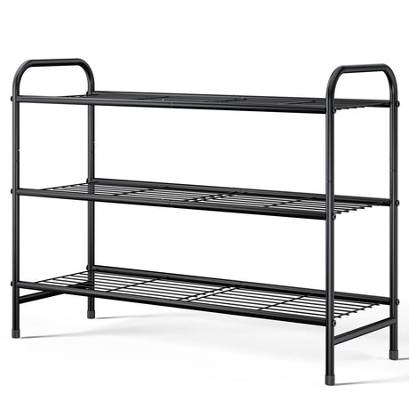 Kitsure Shoe Rack - Stainless Steel Shoe Organizer, Sturdy Shoe Rack for Closet and Front Door Entrance, Free Standing Shoe Shelf, Closet Organizers and Storage, Black Kitsure