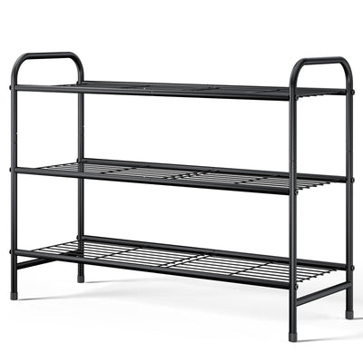 Kitsure Shoe Rack - Stainless Steel Shoe Organizer, Sturdy Shoe Rack for Closet and Front Door Entrance, Free Standing Shoe Shelf, Closet Organizers and Storage, Black