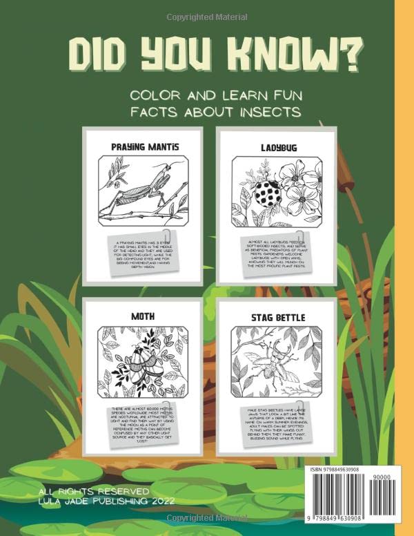 Bug Coloring Book & Fun Facts for Kids Age 8-12: Entomology Coloring Book With Science Facts About Bugs And Insects For Kids and Teenagers Majosta