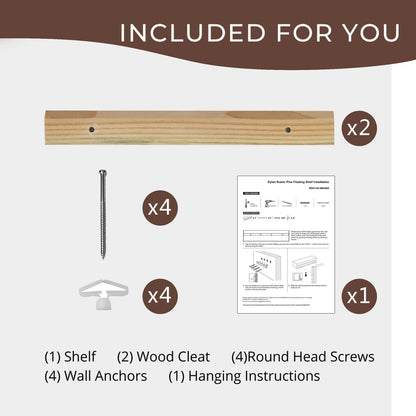 WELLAND 60 - Inch Fireplace Mantel Shelf, Real Wood Floating Wall Shelf, Walnut Color, Pinewood