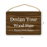 Personalized Wood Board Hanging Door Sign, Custom Welcome Sign Add Your Design, Customized Wall Plaque for Porch, Wall, House, Garden, Yard, Home, Farmhouse, Decor Hanging 11.8x7.8 inch sophiehome
