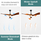 Sofucor 52 Inch Ceiling Fan with Lights Remote Control, Modern Ceiling Fan with Dimmable LED Light, 3 Reversible Solid Wood Blades, Quiet DC Motor with 6 Wind Speed 3 Timer, Bronze Sofucor